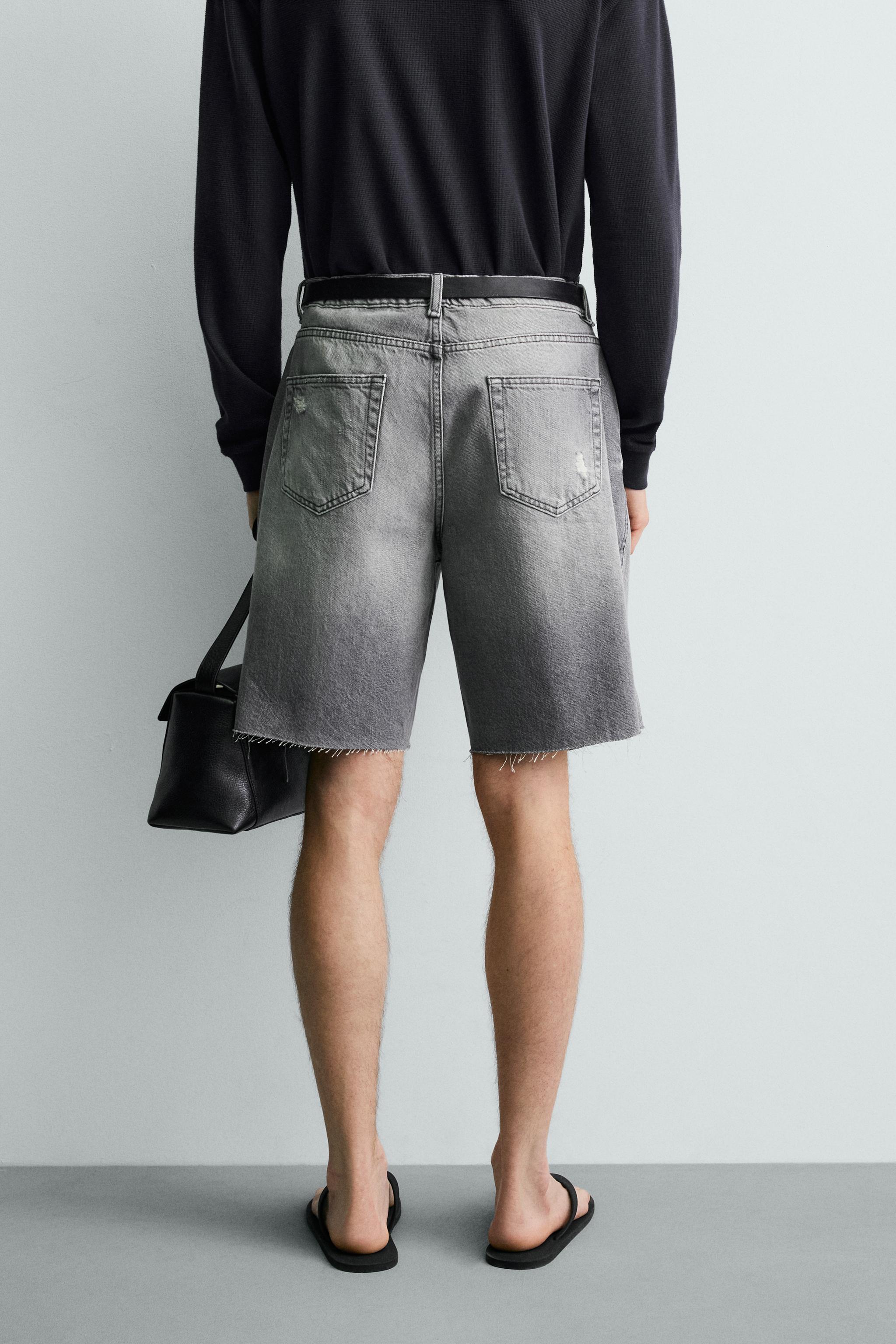 RIPPED RELAXED FIT DENIM SHORTS